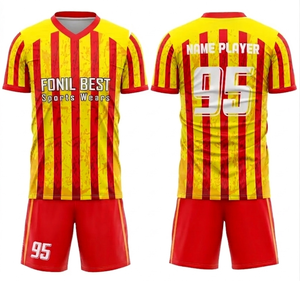 ชุดเสื้อฟุตบอลผู้ชาย FONIL BEST สีน้ำเงินดำลายทาง คอวี แขนสั้น แห้งเร็ว ผลิตจากโพลีเอสเตอร์ สำหรับผู้ใหญ่ ทุกฤดูกาล - Product Image 6