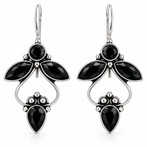 Wholesale Oxidized Silver <b>Black</b> <b>Onyx</b> Fashion <b>Earrings</b> | Handmade Boho Ethnic Dangle Jewelry - Product Image 2