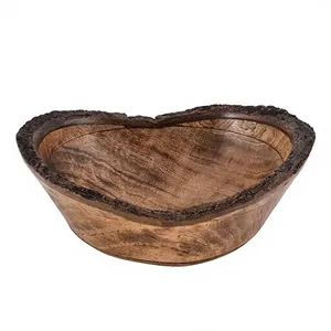 Bol de service en bois fait main, durable et écologique, assiette en bois poli en forme de cœur pour la décoration de table de fête à la maison - Product Image 6
