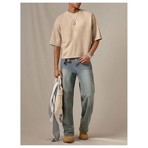 Camiseta corta para hombre, corte holgado, con estampado gráfico de números, manga corta, cuello redondo, camisa de gamuza sintética, estilo casual y urbano - Product Image 4
