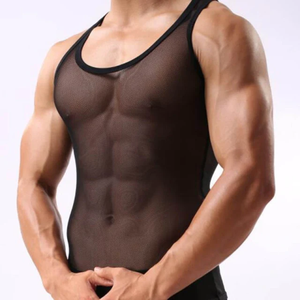 <b>Men</b> Bodysuits Shirt Mesh Tank Top Training Vest Breathable Mesh Vest Running <b>Singlets</b> For Man Gym Wear <b>Singlets</b> With Custom Logo - Product Image 5
