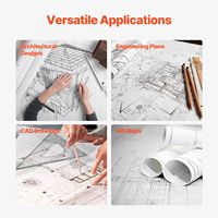 Papier traceur grand format 24 po x 150 pi, 4 rouleaux, papier traceur CAD Bond 2 cœurs 20 LB pour conception et dessin CAO, modèle D0100HRI11X