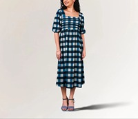 Le plus vendu : Robe trapèze décontractée sans manches pour femme, 100% coton tissé à la main, motif écossais, coupe ajustée, taille élastique, écologique