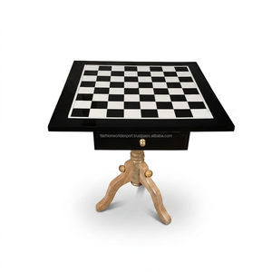 Luxury Wooden <b>Chess</b> <b>Table</b> Set with Storage Drawer Premium Black and White <b>Chess</b> <b>Board</b> Furniture for Home Game Room Office Decor - Product Image 3