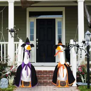 <b>Witch</b> Outfit Halloween Costume Lawn <b>Decor</b>, Cute Porch Goose Clothes for Outdoor Garden Yard Patio Cement Statue Art - Product Image 2