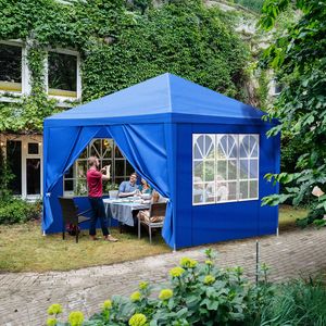 Carpa de Jardín Impermeable de 10x10 Pies para Bodas, Barbacoas y Catering, Color Azul - Product Image 3