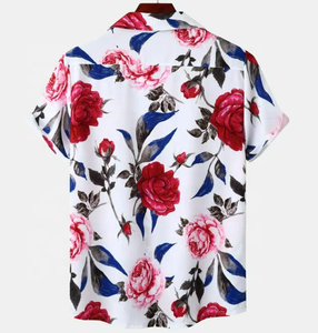 Custom Logo Floral Sublimation Print <b>Beach</b> Wear Quick Dry Cotton Polyester Turn Down Collar Short Sleeves <b>Men's</b> Hawaiian <b>Shirt</b> - Product Image 3
