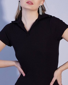 Fournisseur de robes moulantes côtelées à manches courtes de haute qualité, robe mini en tricot extensible OEM ODM - Product Image 4