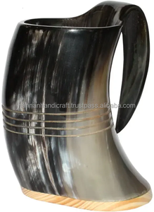 Mugs à boire en corne de buffle polie de qualité supérieure, style Viking, rustique, art populaire, articles de bar pour club, fête, unique - Product Image 2