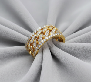 Anillo de Diamantes Hip Hop para Hombre, Anillo Ancho de Lujo con Incrustaciones de Diamantes, Elaborado en Plata de Ley 925, Oro Sólido de 10K o 14K - Product Image 3