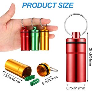 Portapillole in Alluminio Impermeabile da 14 Pezzi, Mini Contenitore Portatile in Metallo per Pillole con Portachiavi - Product Image 2