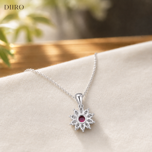925 Sterling Silver <b>Ruby</b> Round Brilliant Diamond Pendant <b>Necklace</b> Halo Moissanite Jewelry for Women Gift - Product Image 4