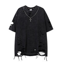 T-shirt surdimensionné à col rond pour homme, imprimé graphique personnalisé de haute qualité, effet vieilli, 100 % coton respirant