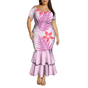 off the Shoulder Mermaid <b>Dress</b> Tonga Samoan Polynesian Print Women Deep V Neck Long <b>Dress</b> - Product Image 2