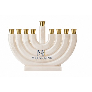 Ménorah en résine marbrée à 9 branches, chandelier Hanukkah, porte-bougie, vente en gros personnalisée, artisanat juif Judaica, fournisseur d'usine - Product Image 4