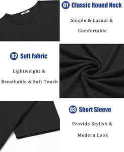 T-shirt pour homme en spandex/coton, col rond, vente en gros, décontracté, manches courtes, respirant, écologique, doux pour la peau, confortable - Product Image 5