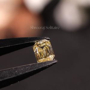 เพชร IGI Certified 1 กะรัต สีเหลือง Fancy Vivid  เพชรเพาะเลี้ยงในห้องปฏิบัติการ รูปทรง Ashoka Criss Cut เพชรเม็ดเดี่ยว VVS VS HPHT CVD ผู้จัดจำหน่ายขายส่งจากอินเดีย - Product Image 4