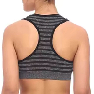 <b>Top</b> Class Striped Scoop Neck <b>Racer</b> <b>back</b> Sports Bra Medium Support Breathable Yoga Active wear Spandex Polyester Sports Bra - Product Image 4