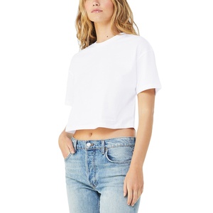 เสื้อยืดเอวลอยสำหรับผู้หญิงเสื้อยืดเอวลอยแขนสั้นสีตัดตามสั่งสำหรับฤดูร้อน - Product Image 2