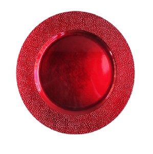 Assiettes de présentation rondes en plastique rose poudré perlé, 12 pièces, 13 pouces, pour décoration de mariage et de fête, finition métallique - Product Image 2