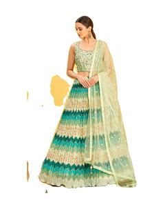 Lehenga Choli Bandhani à sequins - Robe traditionnelle en soie Slub pour femme, longueur ras du sol, pour mariage et soirée, avec séchage rapide et protection solaire - Product Image 1