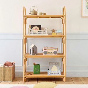 Étagère de rangement en rotin rectangulaire de style scandinave avec poignées pour chambre d'enfant, organisateur multi-usages - Product Image 1