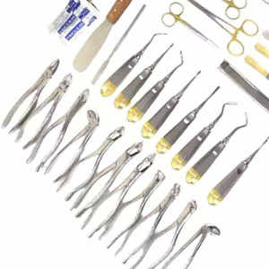Kit complet d'extraction dentaire en acier inoxydable, ensemble d'instruments de chirurgie buccale avec élévateurs radiculaires à poignée dorée - Product Image 4