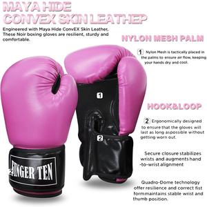 Gants de boxe en cuir PU rose avec fermeture à scratch, respirants, imperméables, couleurs personnalisables, équipement d'entraînement unisexe pour la boxe - Product Image 6