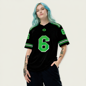 Camiseta de fútbol americano de malla oversize de moda al por mayor, con estampado de número personalizado, ropa urbana y de equipo, fabricante OEM, top para mujer - Product Image 6