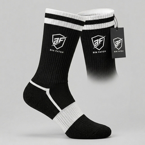 LOW MOQ Free Design <b>Winter</b> Casual Sports <b>Socks</b> Breathable Cuff Logo Custom White Men Knitted Solid Color Athletic <b>Socks</b> - Product Image 4