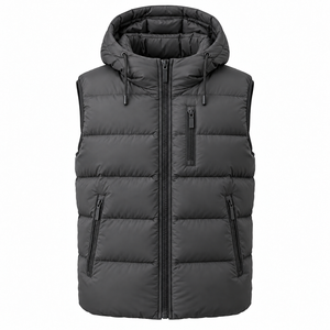 Chaleco Acolchado para Hombre con Capucha y Cuello Alto, Ecológico, Transpirable, Sin Mangas, Chaqueta de Invierno, Resistente al Viento, Relleno de Algodón - Product Image 1