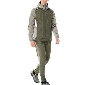 Ensemble de survêtement coupe-vent léger et imperméable à capuche, veste et pantalon de course en plein air, vêtements de sport respirants - Product Image 1