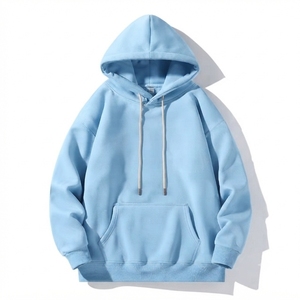 Sweat-shirt à capuche pour homme, grande taille, couleur unie, coton, molleton français, manches longues, respirant, décontracté, vêtements d'automne - Product Image 5