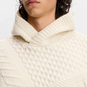 Pull tricoté à capuche pour homme, coupe classique, motif uni, vêtement décontracté d'automne, polyester/coton, anti-boulochage, service OEM - Product Image 2