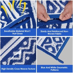 Tappeto Reversibile Impermeabile per Esterni 4.98x8FT, Tappeto in Plastica Portatile per Interni con Borsa per il Trasporto, Ideale per Picnic e Attività in Patio - Product Image 3
