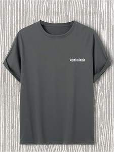 Camiseta con estampado de letras para hombre, informal, de manga corta, cuello redondo, camiseta de verano, estilo urbano para hombre - Product Image 3