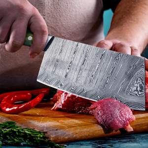 Cuchillo de carnicero LEGACY BLADES de acero damasco de alta calidad, forjado con mango de resina de espiga completa, cuchillo profesional de cocina para cortar carne y verduras - Product Image 4