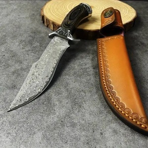 Couteau Bowie à pointe clip de 12 pouces, fait main sur mesure, qualité industrielle, en acier Damas, manche en bois, étui en cuir, Edge Master - Product Image 4