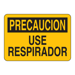 Panneau d'avertissement espagnol Brady - Avertissement : Utiliser un respirateur, panneau pliable en PVC de 7x10 pouces pour la sécurité industrielle - Product Image 2