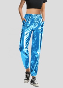 Women Black Wine Navy Slim Leggings Sexy High Waist Elastic Pu Leather Skinny Pants Shiny Wet Look Metallic Latex Leggings - Product Image 2