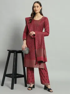 Tissu de robe non cousu Safaa Premium en viscose, pour costumes d'hiver pakistanais avec étole - Product Image 5