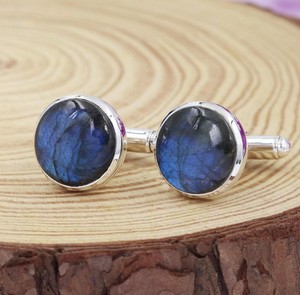 Boutons de manchette en labradorite, argent sterling 925, faits à la main, de luxe, pour smoking, boutons de manchette en pierres précieuses, pour hommes, garçons d'honneur, mariage, fête, Noël - Product Image 3