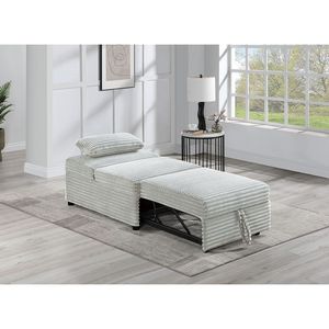 Divano Letto Convertibile in Corduroy Grigio Cenere con Letto Estraibile, Poltrona Divano Letto Convertibile - Product Image 3