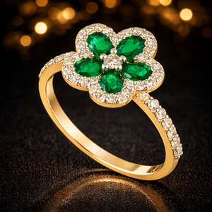 Anillo de compromiso apilable con diseño floral de plata de ley 925, hecho a mano con piedras preciosas, para ella. - Product Image 6