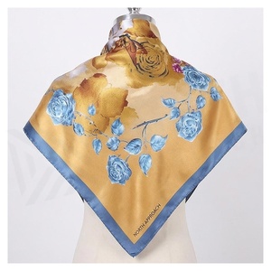 NORTH APPROACH Women's Square <b>Silk</b> Scarf Floral Print Elegant Multi-Functional Fashion Accessory All Seasons - Product Image 2