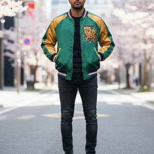 เสื้อแจ็คเก็ตซูกะจังผ้าซาตินเนื้อเนียน ระบายอากาศได้ดี เป็นมิตรต่อสิ่งแวดล้อม คุณภาพสูง ปักลายอย่างประณีต สำหรับผู้ชาย จาก Fabric Studio - Product Image 3