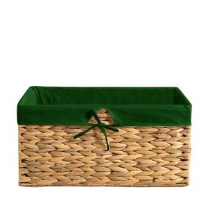 Panier de rangement pliable en jacinthe d'eau tissé à la main, écologique, avec doublure intérieure, pour les saisons - Product Image 1