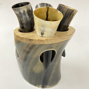 Juego de Vasos de Chupito de Cuerno de Búfalo Pulido Premium, Duradero, con Forma Natural, Soporte de Exhibición, Estilo Rústico Vikingo, para Negocios - Product Image 6