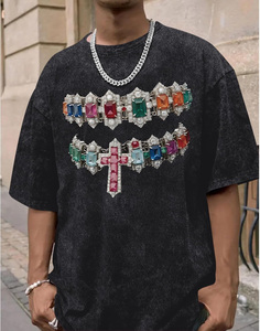 เสื้อยืดโอเวอร์ไซส์ผู้ชาย แขนสั้น คอกลม ผ้าแคนวาส 100% คอตตอน สไตล์สตรีท วินเทจ สีดำ รุ่นใหม่ ปี 2026 - Product Image 3