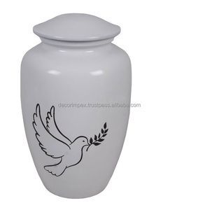 Urna conmemorativa de personalización con diseño pulido a precio mayorista Urna crematoria de metal decorativa de último diseño azul al por mayor - Product Image 3
